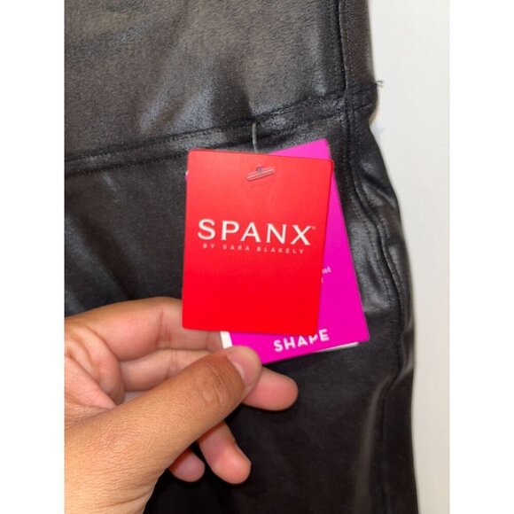 NWT Spanx Faux Leather Black Leggings Shaping High-Waist Size Small - Picture 5 of 12
